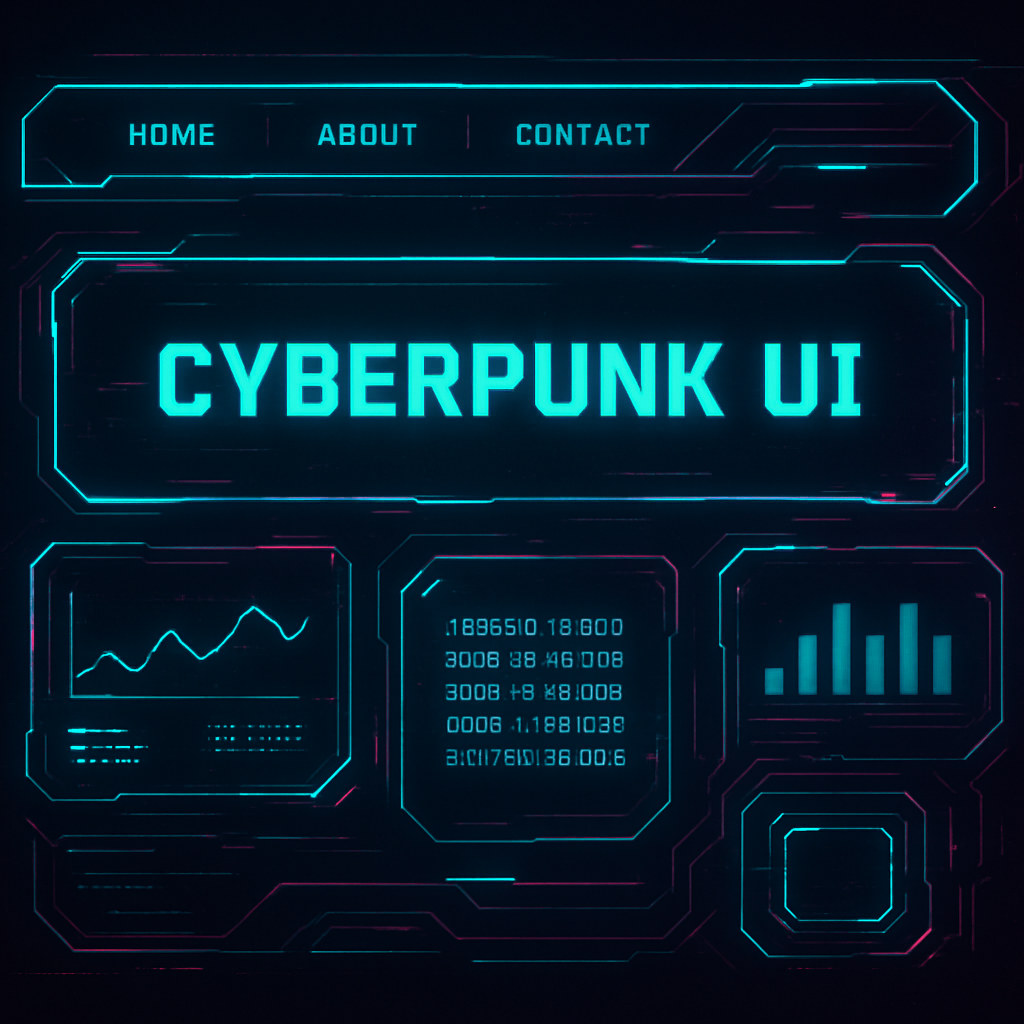 Contoh tampilan gaya Cyberpunk / Futuristic HUD