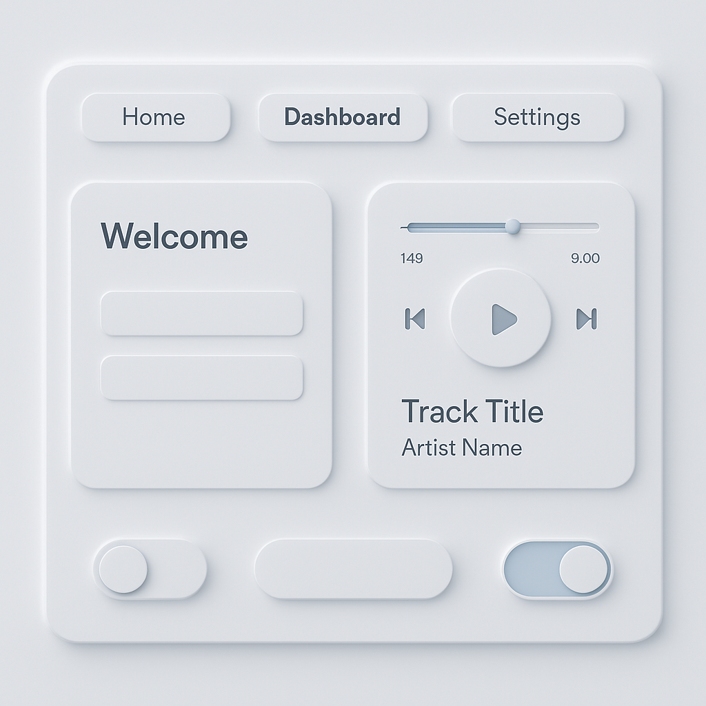 Contoh tampilan gaya Neumorphism (Soft UI)