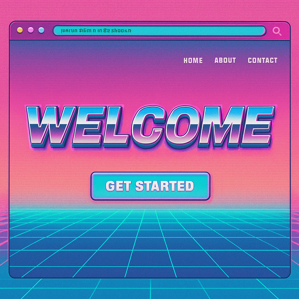 Contoh tampilan gaya Retro / Vaporwave / Y2K